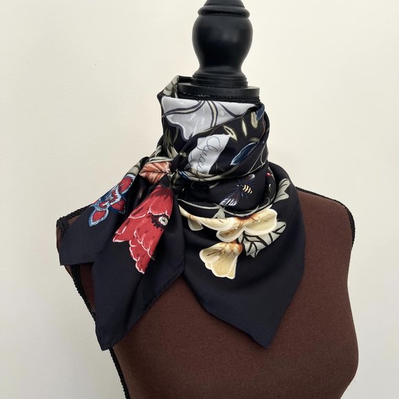 New Gucci Floral Kris Knight Floral Print Silk Scarf with Gucci Gift Box - Picture 13 of 15